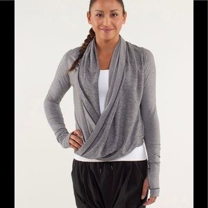 Draped Long-Sleeve Women's Top in Gray